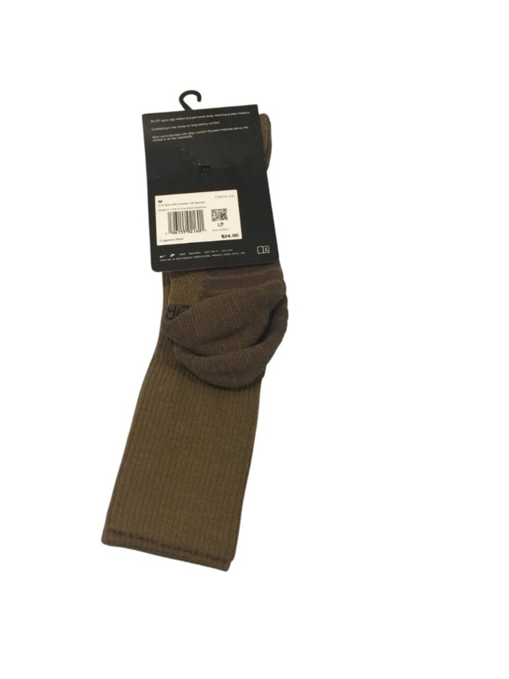 Nike Outdoor Youth 5Y-7Y Wool Blend Dri-fit Crew Socks Khaki Olive - Picture 3 of 4